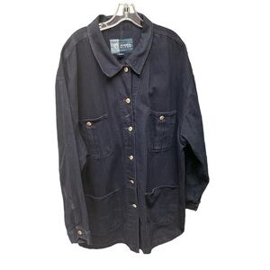 AVENUE Blues Jean Jacket Womens Plus Dark Blue Wash Stretch Size 22/24 (sk022)